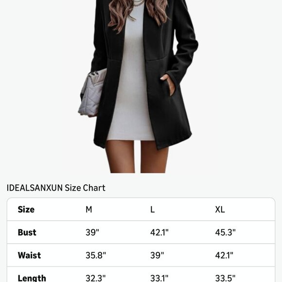 Wool Blazer for Women 2025 Fall Winter Open Front Blazer Jackets Business Coats - Picture 6 of 8